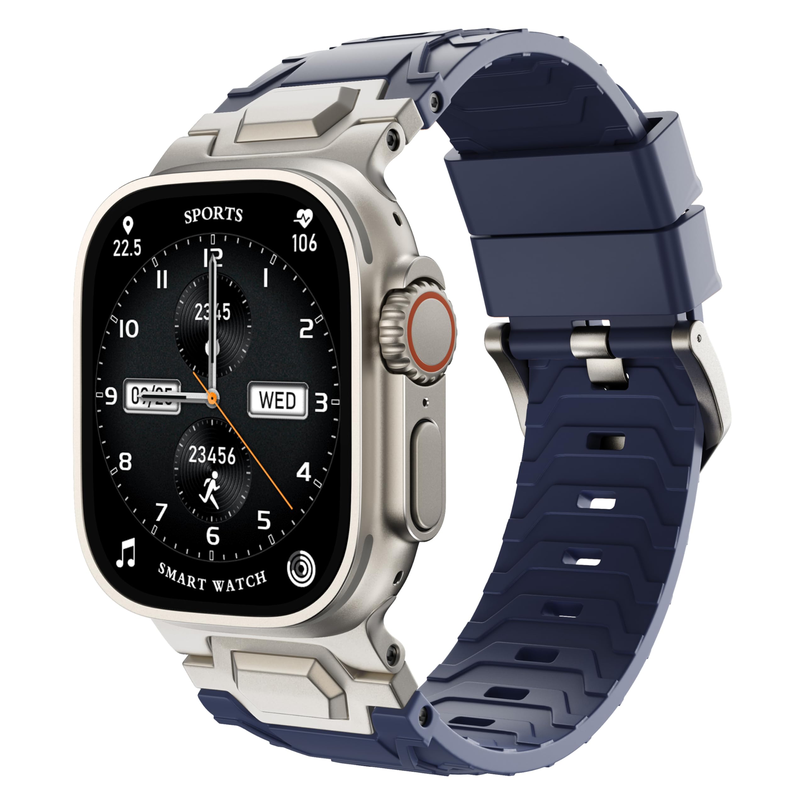 LULULOOK Cinturino in Elastomero Fluorescente per Apple Watch, [Connettori in Titanio] Morbido e Piacevole, Traspirante, Prezioso, Cinturino per Apple Watch 44 mm, Ultra, Serie 9 (49mm 45mm 44mm 42mm)