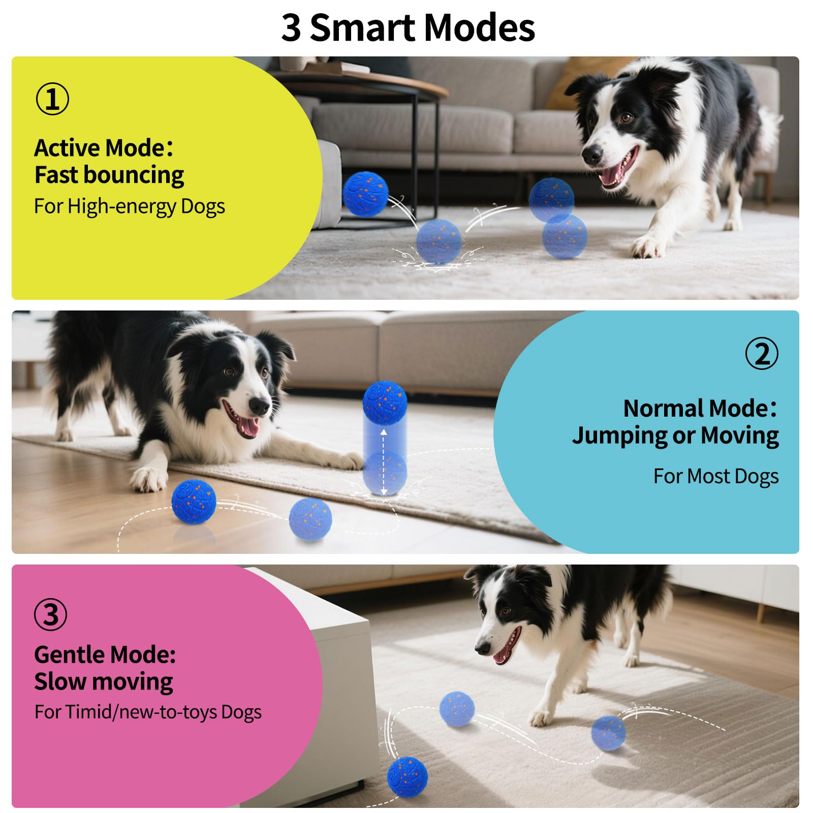 SCHITEC Juguetes interactivos para perros, bola vibradora inteligente para perros medianos y grandes de alta energía, juguetes motorizados para persecución de mascotas (azul)