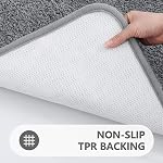 OLANLY Soft Microfiber Small Bath Mat, Super Absorbent Plush Shaggy Bathroom Mat, Machine Washable Dry Bathroom Rug, Non-Slip Bath Mats for Bathroom Floor, Tub and Shower, 16x24, Grey