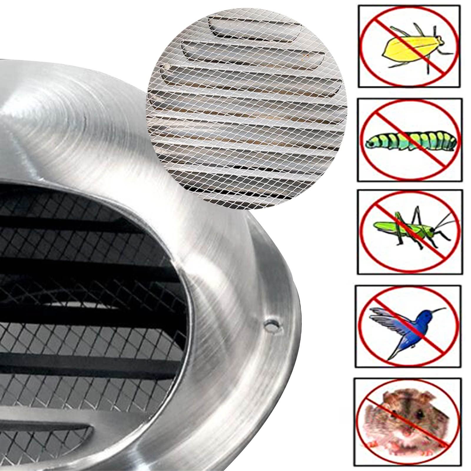 Rejilla Redonda Tapa De Ventilación Ø60Mm ~ 300Mm, Campana De Ventilación De Acero Inoxidable 304, Protección Contra La Intemperie, Rejilla De Ventilación Para Cocina Campana ( Color : Silver , Size :