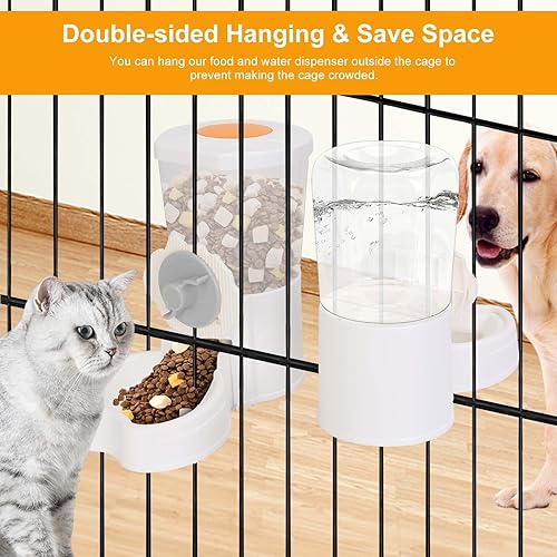 Miniatura 3 de Yummy Sam Jaula colgante automática de tazón de comida para mascotas, dispensador de botellas de agua, alimentador automático de gravedad para
