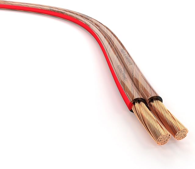 KabelDirekt Pure Copper Stereo Audio Speaker Wire & Cable Made in Germany 2x2.5mm² 15m (For Hifi Speakers and Surround Sound Systems, Pure Copper, with polarity markings)