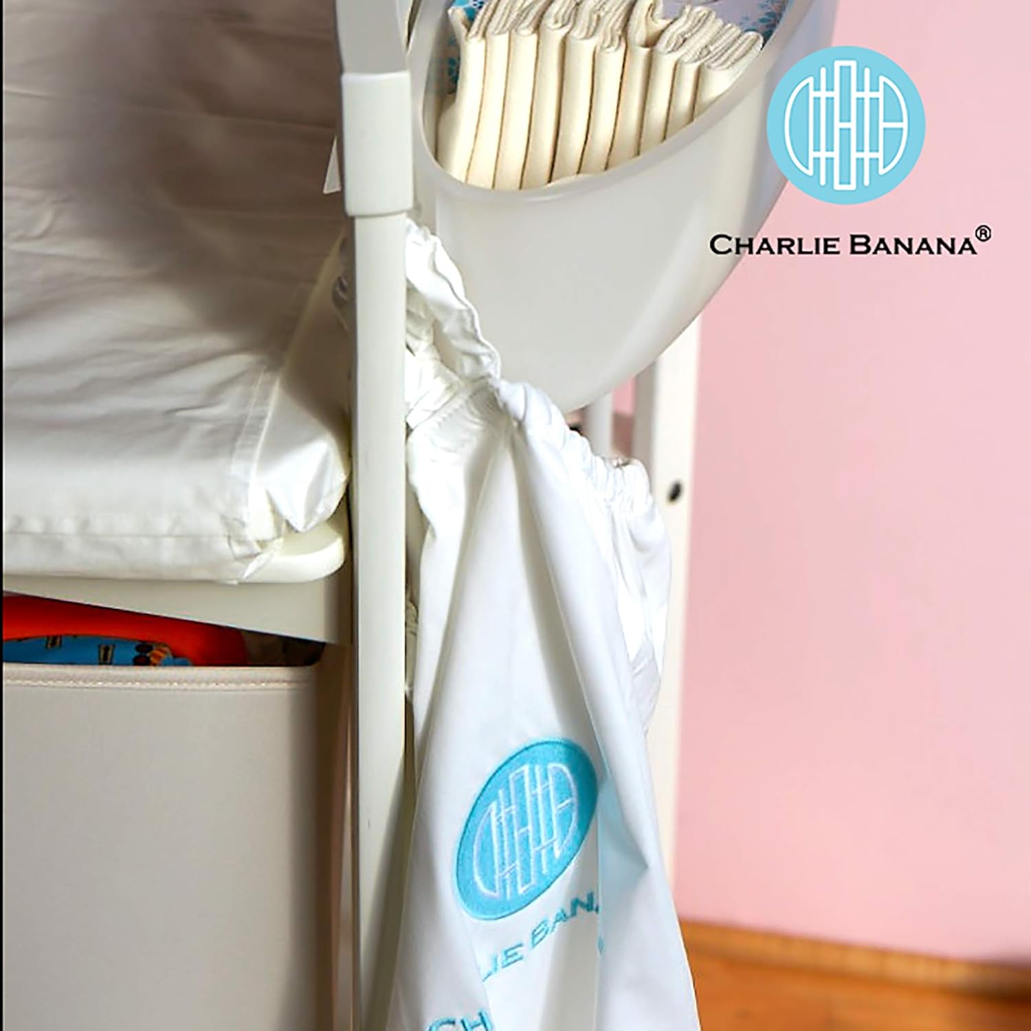 Charlie Banana Baby Waterproof Reusable and Washable Hanging Diaper Pail and Laundry Bag, White : Charlie Banana Diaper Pail : Baby