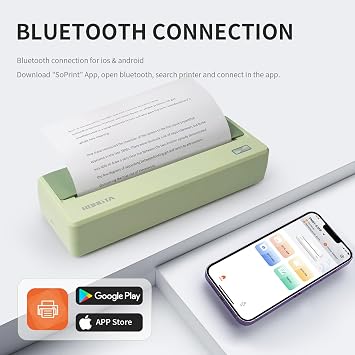 Rongta Portable Printer Wireless for Travel, 300DPI Thermal Inkless Bluetooth Mobile Printer, Support 8.5 X 11 US Letter, Compatible with Android iOS Phone & Laptops (Green)
