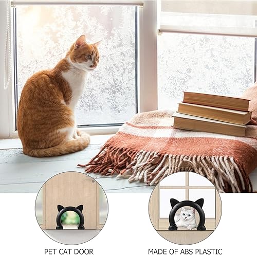 Miniatura 7 de Túnel de puerta interior para gatos para mascotas, portal de plástico bidireccional para gatos y perros, puerta segura para mascotas sin solapas