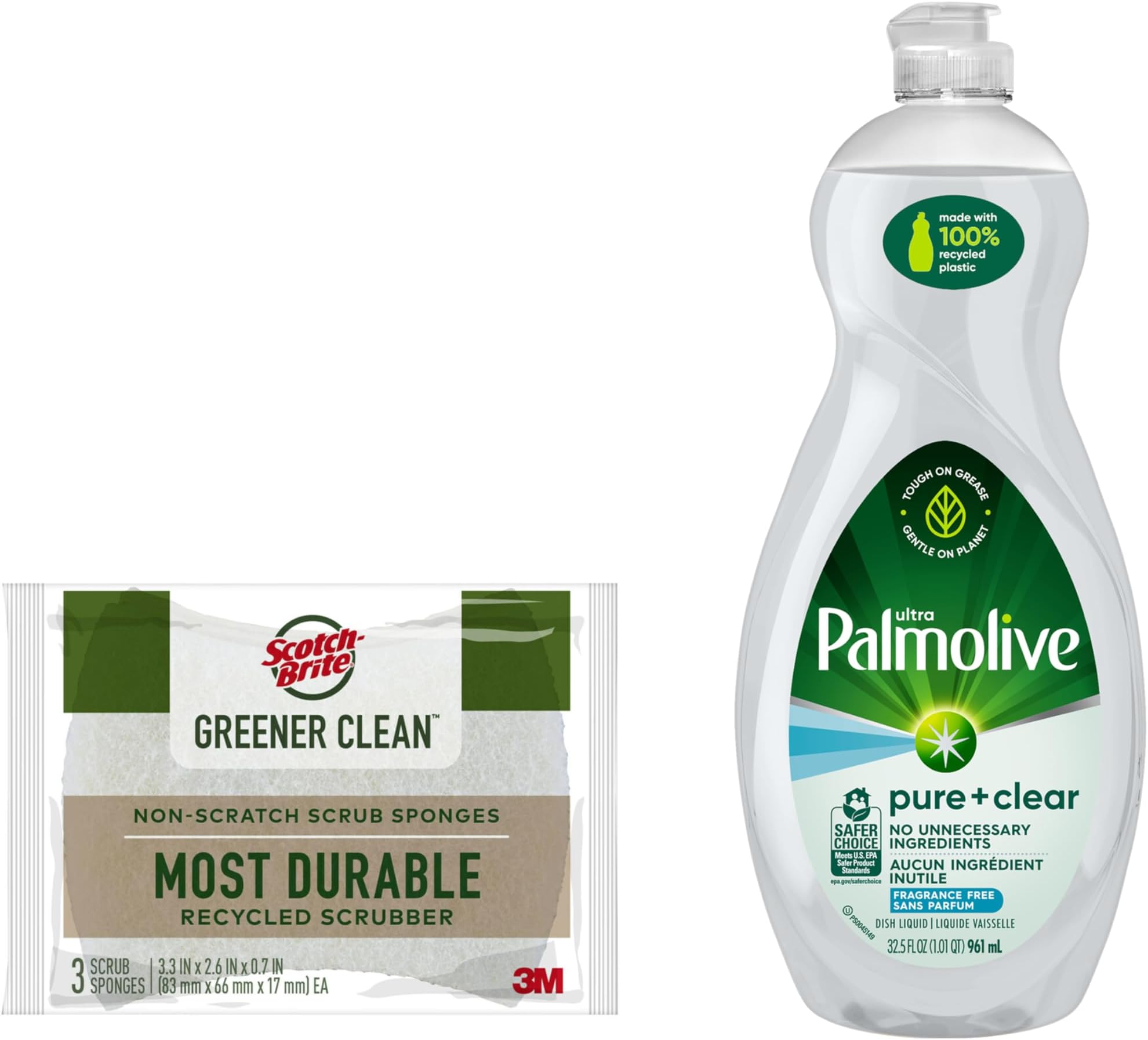 Fragrance-Free Dish Soap with Scotch-Brite Non-Scratch Scrub Sponges