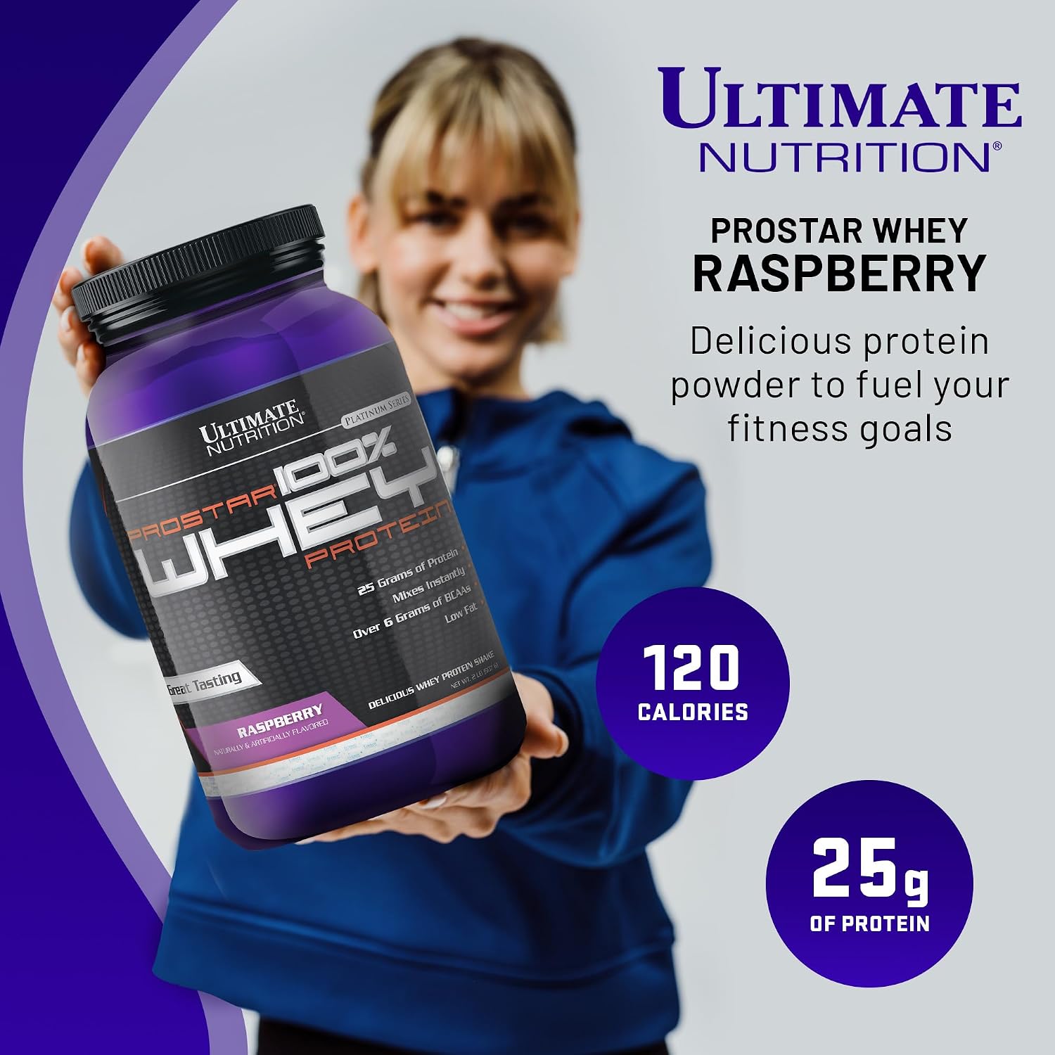 Ultimate Nutrition Prostar Whey Protein Powder Isolate, Raspberry - Low Carb, High Protein Powder Shake for Muscle Gain & Recovery - Low Sodium, Low-Fat & Keto Friendly - 2 lbs Tub
