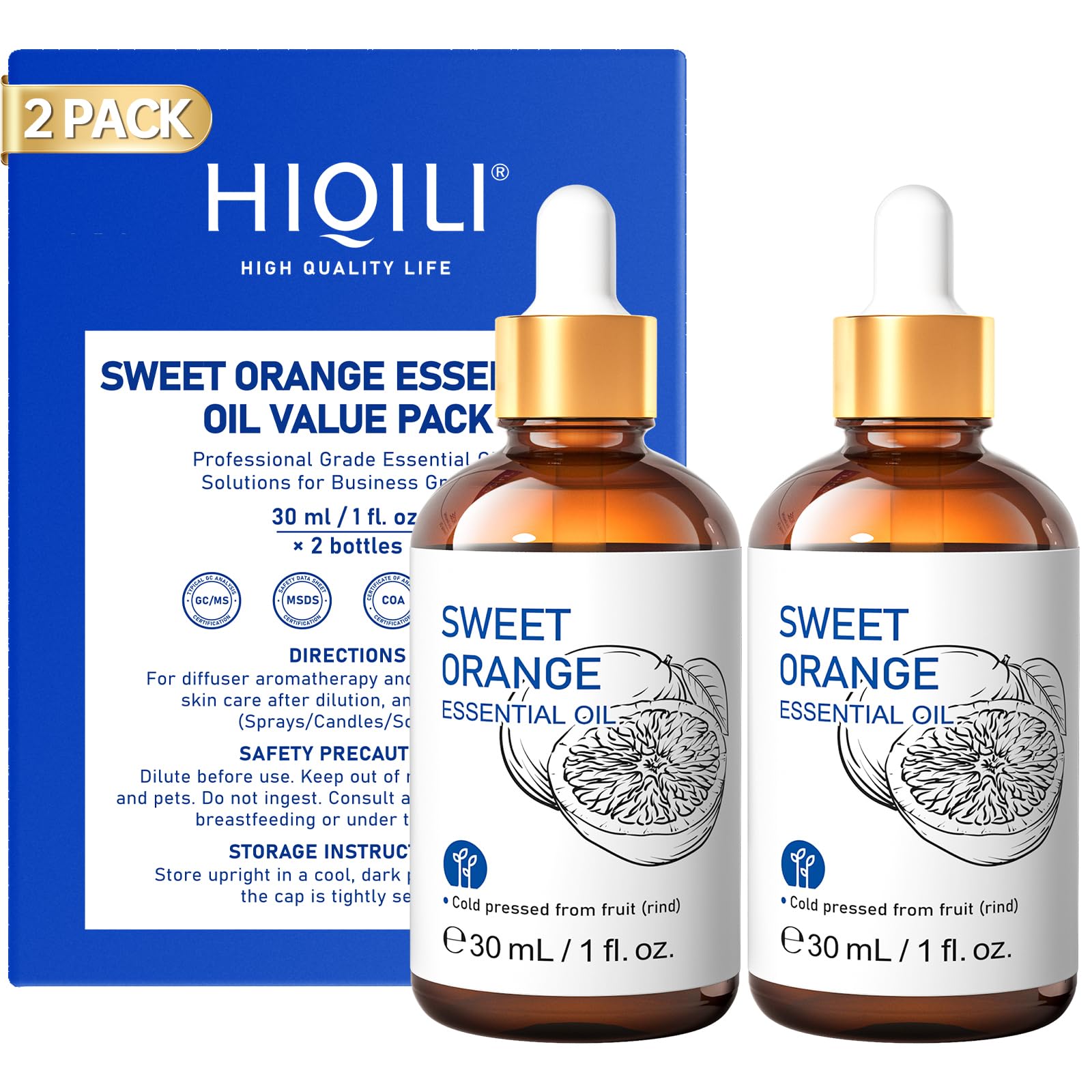 HIQILI Sweet Orange Essential Oil Set for Diffusers &amp; Skin Care