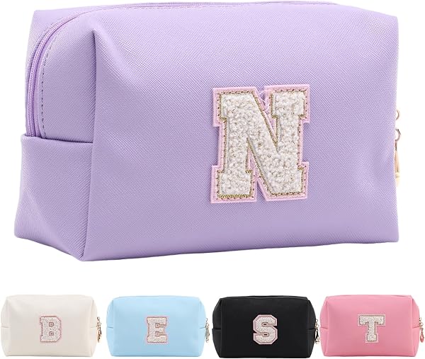 Personalized Makeup Bag,Waterproof Travel Makeup Pouch Cosmetic Bag Birthday Gift for Women Mom,Bride Bridesmaid Cosmetic Bag A-Z - 1