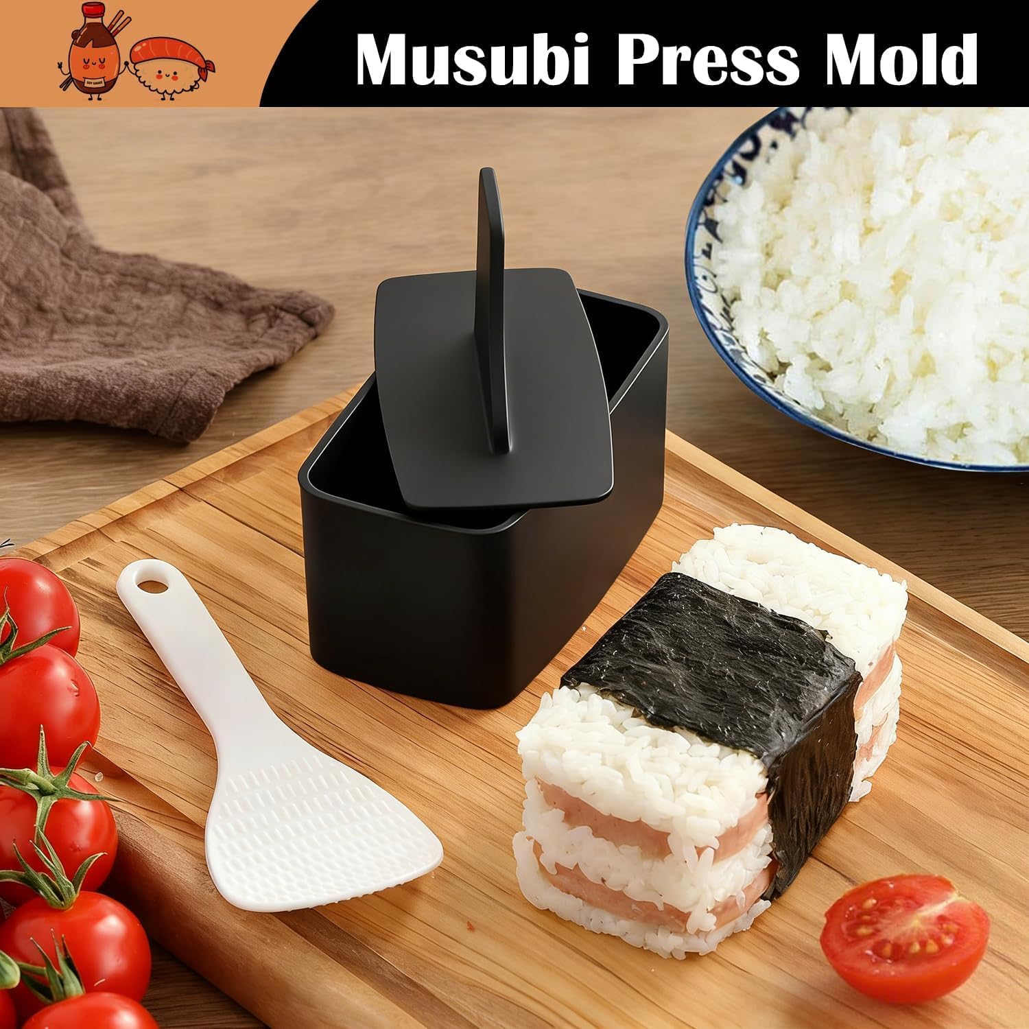 Onigiri Mold, Musubi Press Mold, Triangle Rice Ball Mold Kit, Spam Musubi Mold Kit for Home DIY Sushi and Bento image 4