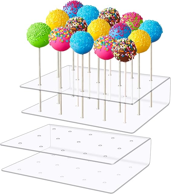 Lollipop Display Holder 2 Pieces Acrylic Lollipop Holder 15 Hole Transparent Cake Pop Display Stand for Wedding Baby Shower Birthday Party Halloween Candy