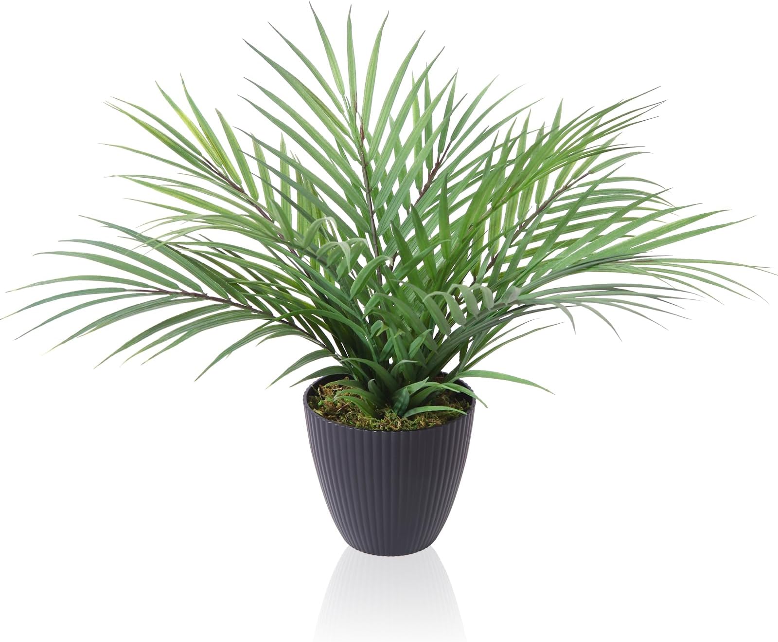 Artificial Plants Areca Palm 35cm Fake Tropical Tree Faux Plants for Indoors and Outdoors Artificial Foliage and Plastic Pot for Party Office Home House Decorations (1 PACK)