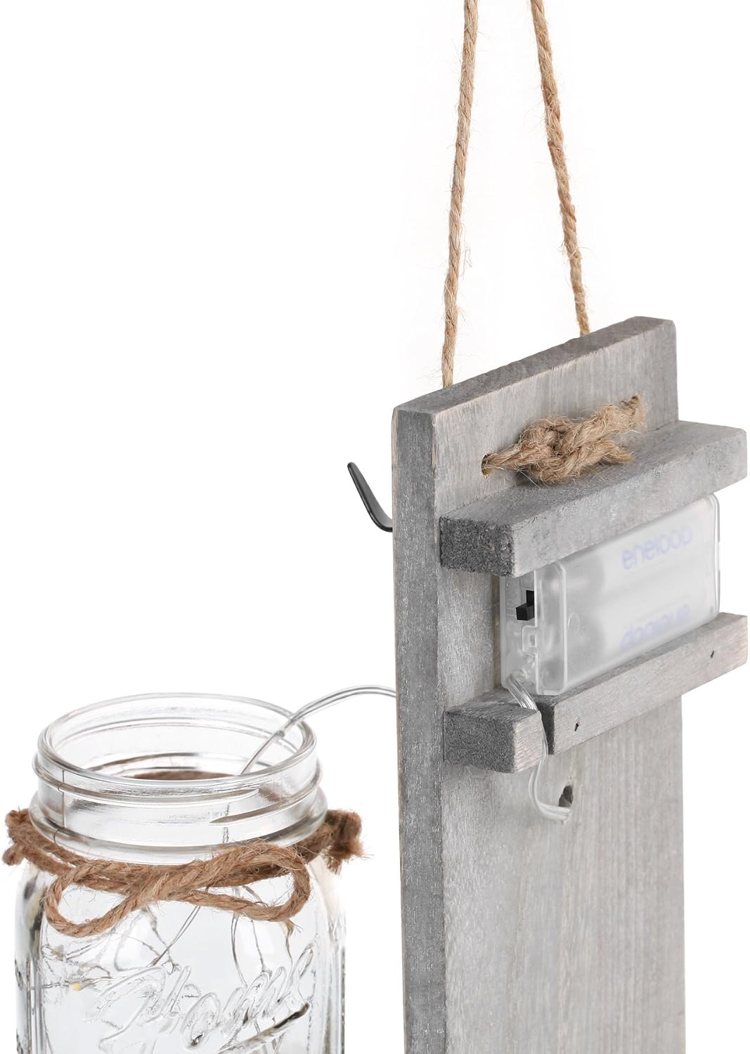 Set of Two Lighted Sconces Country Rustic Mason Jar Wall Sconce Hanging Mason JAR SCONCES with LED Fairy Lights