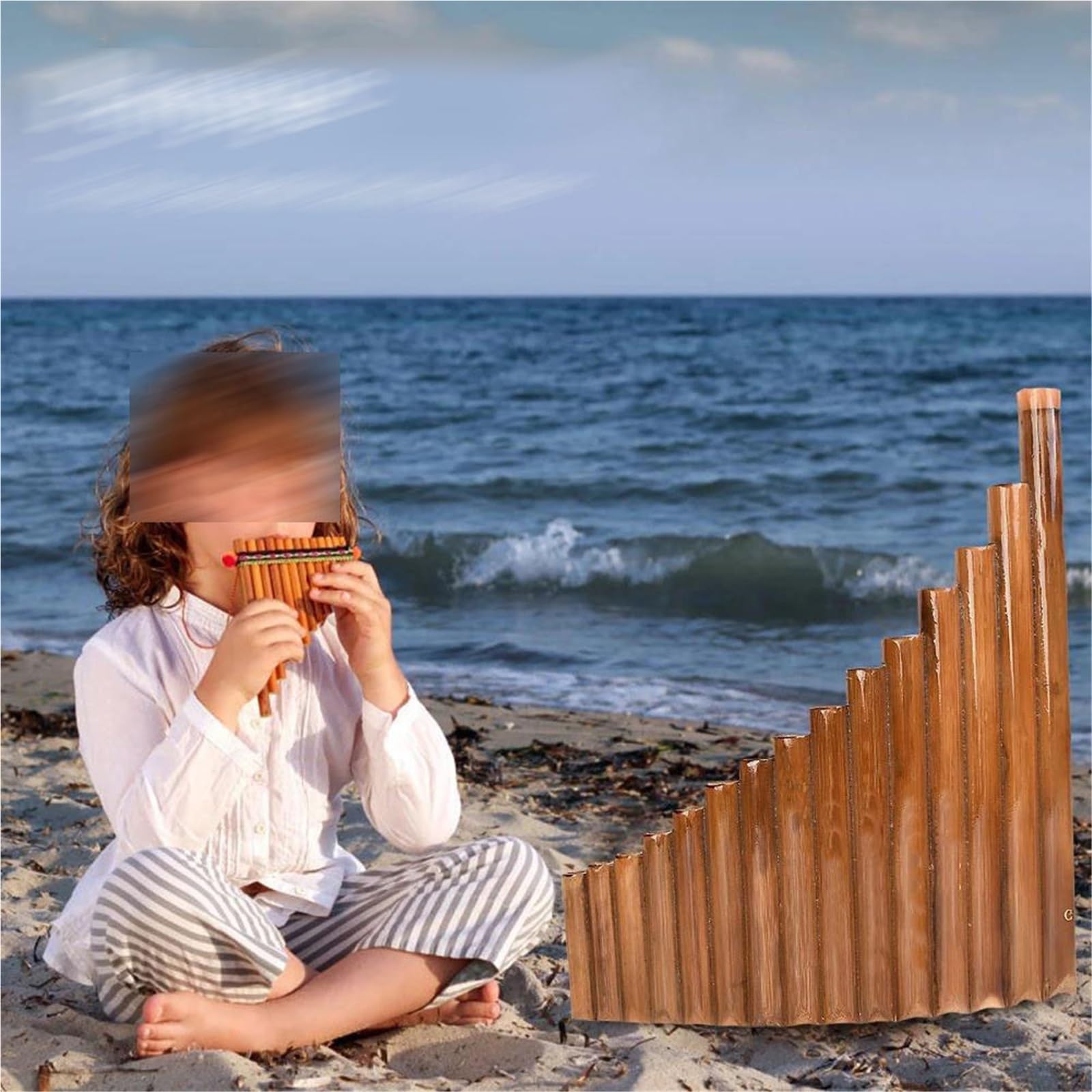 Flûte Pan Adultes 15 Tube G Major Main Droite Panpipes Matériau Naturel Avec Étui Portable