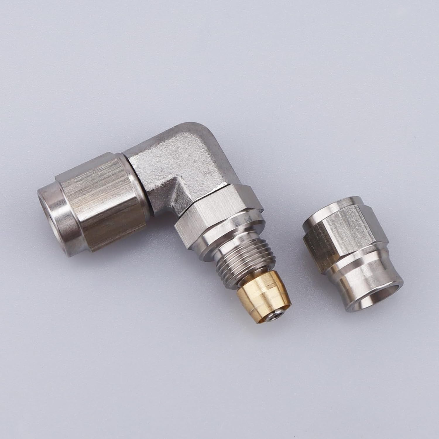 AC PERFORMANCE -3 AN PTFE Brake Hose End Fitting 90 Degree for Teflon Hose, Stainless Steel