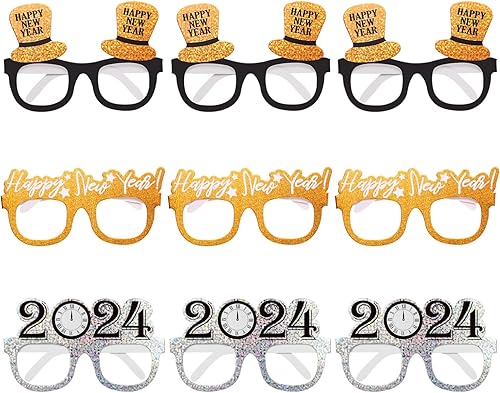 ABOOFAN Gafas de papel 2024 Gafas de Año Nuevo 2024 Gafas de Año Nuevo 2024 Gafas de fiesta Gafas de fotografía 2024 Número Gafas de papel 2024