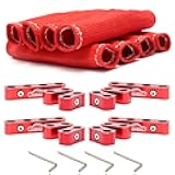 LEDAUT Red 8Cyl Spark Plug Heat Shield Protector and 12pc Engine Separator Insulating Fire Sleeve Wire Protector with Divider Suit for 8mm 9mm 10mm