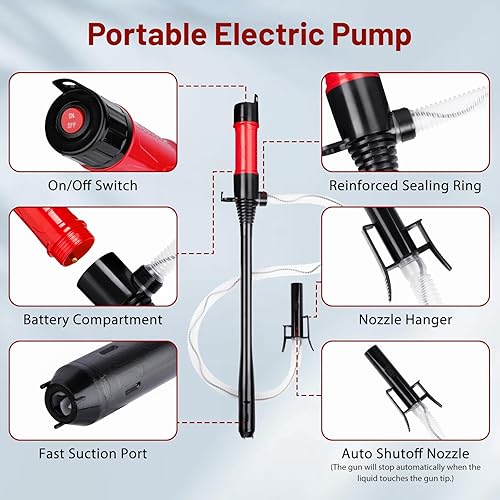 Miniatura 2 de Bomba de transferencia de combustible automática portátil, extractor de aceite de flujo de 2.6 GPM con parada automática, bomba de transferencia de