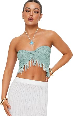 Princess Polly Womens Kovac Reversible Fringe Tube Top