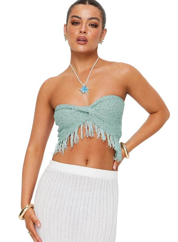 Princess Polly Kovac Reversible Fringe Tube Top Blue by Princess Polly - Used condition - US$22.68