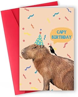 Funny Capybara Birthday Card – Cute “Capy Birthday” Animal Pun – Capybara Gifts for Friends – Great for Capybara Birthday Decorations or Water Pig Party Themes