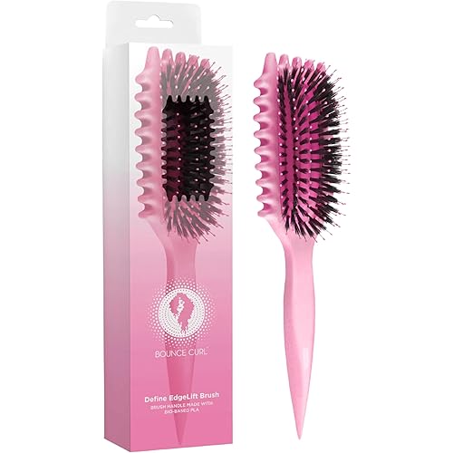 Bounce Curl Define EdgeLift Brush, 5-in-1 Tool for Effortlessly Defined Curls, Waves & Coils, Reduces Frizz - Pink