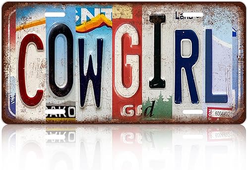 Placa de matrícula vintage de vaca para decoración de pared, letrero de lata de metal para el hogar, bar, garaje, 12 x 6 pulgadas