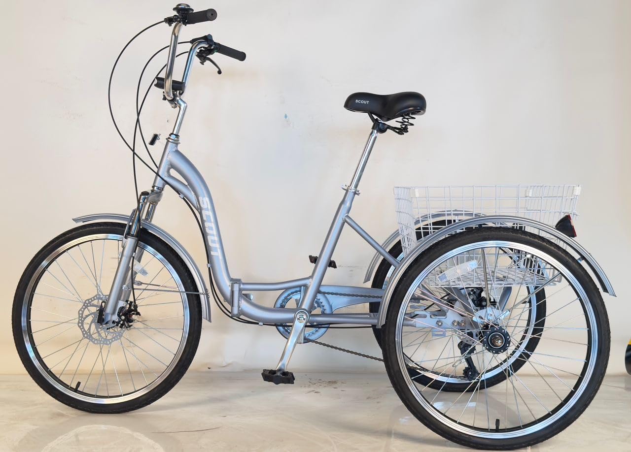 Scout Faltbares Dreirad, 24" Räder, 6 Gänge, für Erwachsene & Outdoor-Enthusiasten, Unisex, Aluminium, Ab 6 Jahren