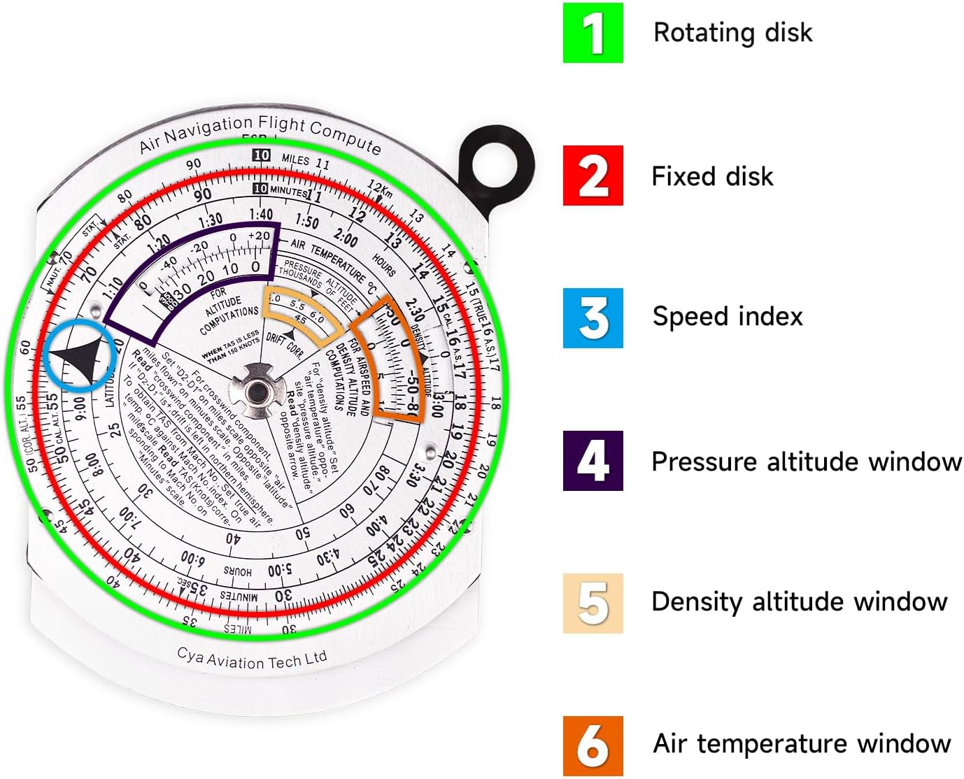 CYA Large E6B Metal Flight Computer, 11.1 x 4.8 inch, Aviation Aluminum Flight Computer, Upgrade Aviation Pilot Flight Computer Calculator Standard Flying Training Student
