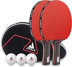 JOOLA Duo Pro 2 Rackets 3 Ping Pong Balls + Protective Case, Red and Black, 6 Pieces