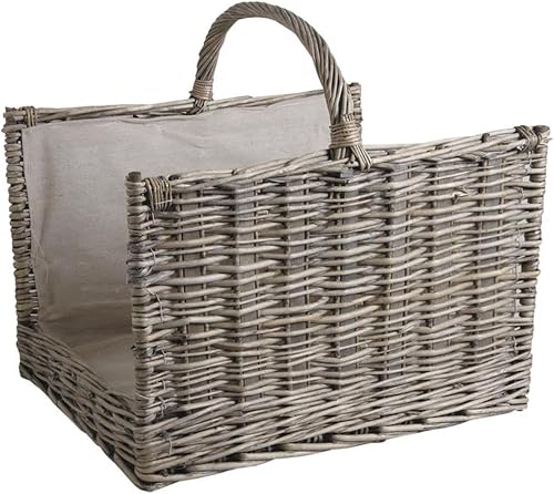 Aubry Gaspard Panier à bûches en osier naturel 2 anses 60 L