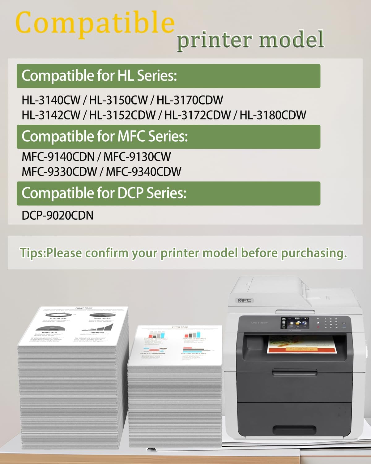 greencycle TN225 TN221 Toner Cartridge Compatible Replacement for Brother TN 225 TN 221 Use with MFC-9130CW HL-3170CDW HL-3180CDW MFC-9340CDW MFC-9330CDW (1 Black 1 Cyan 1 Magenta 1 Yellow , 4 Pack) - Image 2