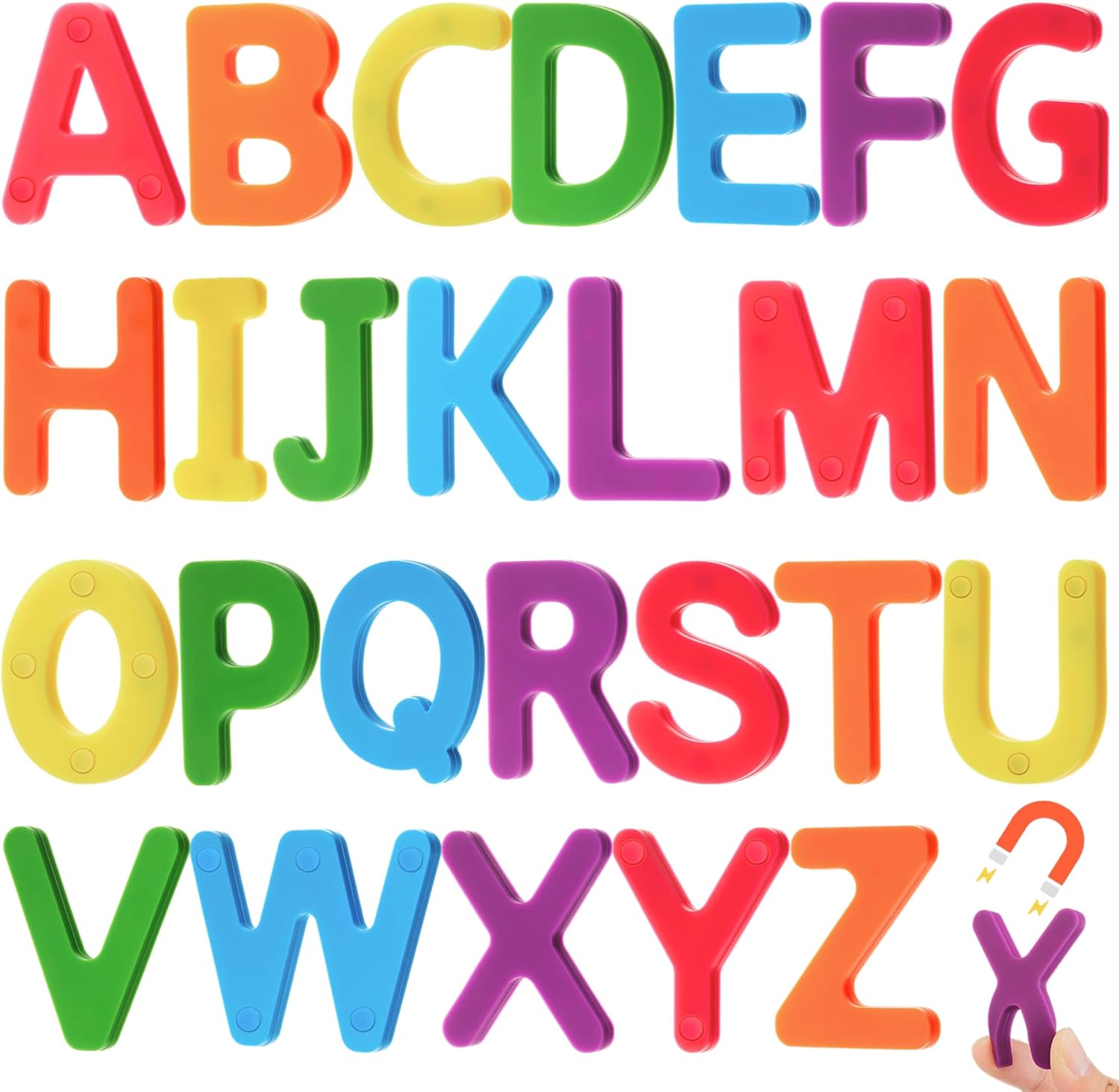26 Pcs Food Grade Silicone Letter Magnet (Sealed Magnet, Cpc Certified) Alphabet Magnetic Toddler Fridge Bulk ABC Educational Learning Toy for Kid Baby Girl Boy Gift(Candy Color)