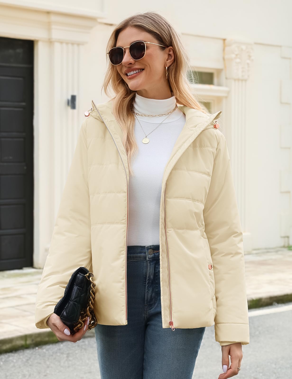 Chaqueta Mujer Invierno Corto Abrigo Acolchado Cálido Abrigos Gruesa Plumifero con Cremallera Chaquetas Polar Elegante Parka Prueba de Viento Softshell Jacket para Uso Diario y al Aire Libre