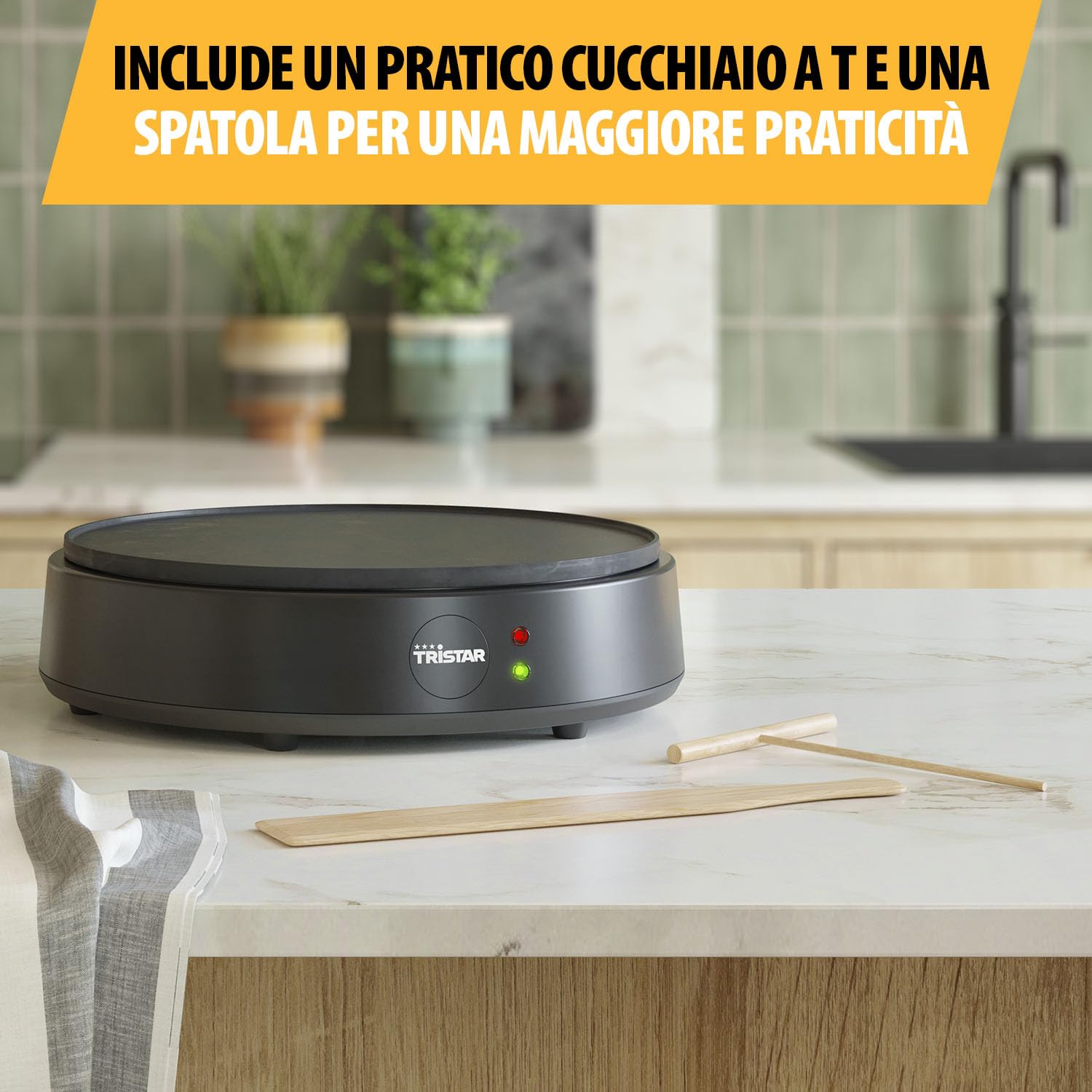 Tristar Crepiera 30 cm 1200 W 10 Livelli di Calore Antiaderente Senza BPA