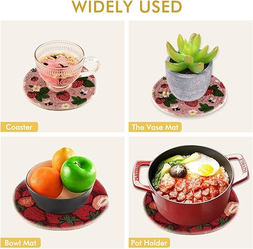 Miniatura 233 de Trivets for Hot Dishes Pots and Pans 2 PC Pot Holders Heat Resistant Cotton Round Potholders for Kitchen Countertop Decorative Autumn Maple Leaves