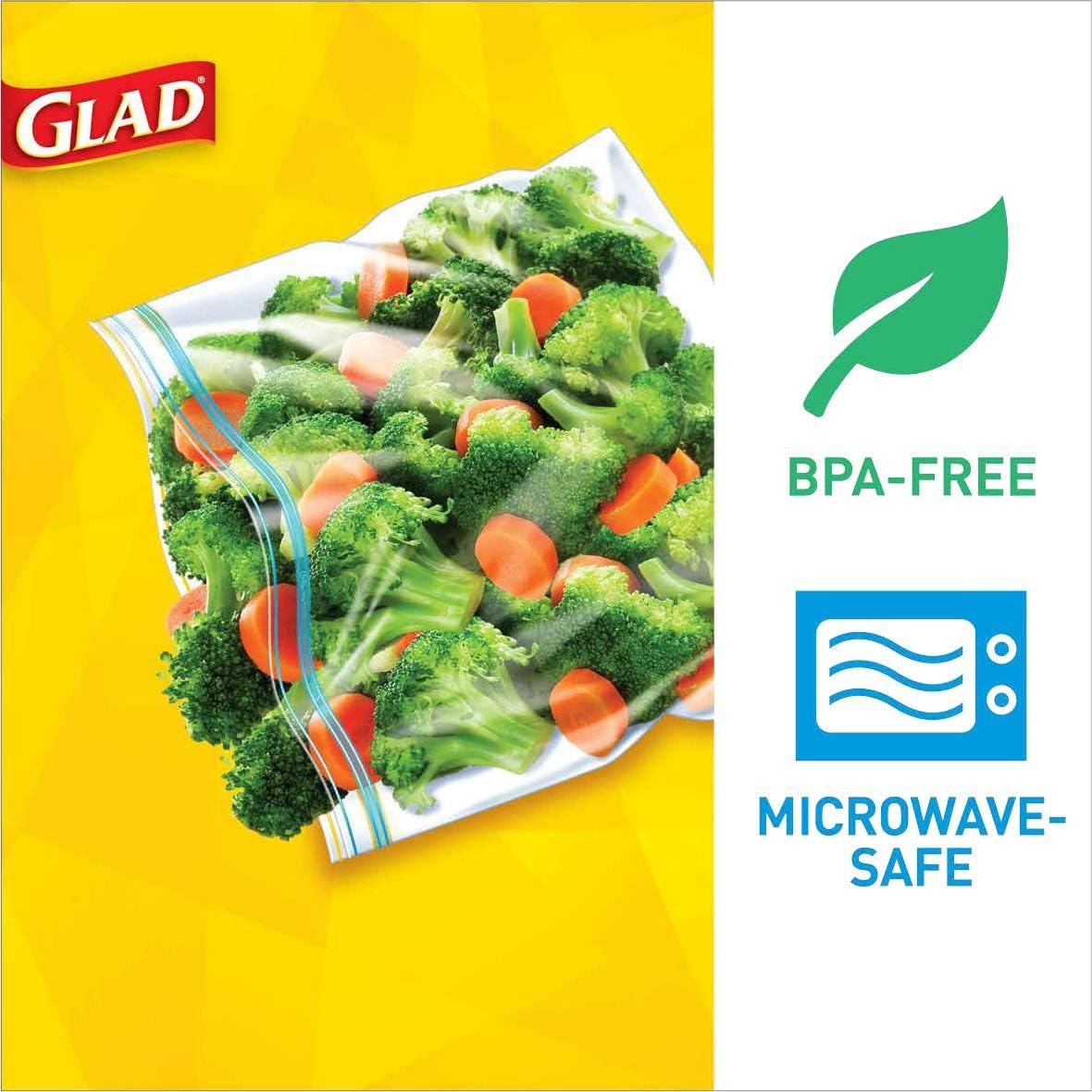GLAD Plastic Bag for Food Storage with Zipper, Quart Disposable Food Storage Bag, 50 Count (Pack of 4)