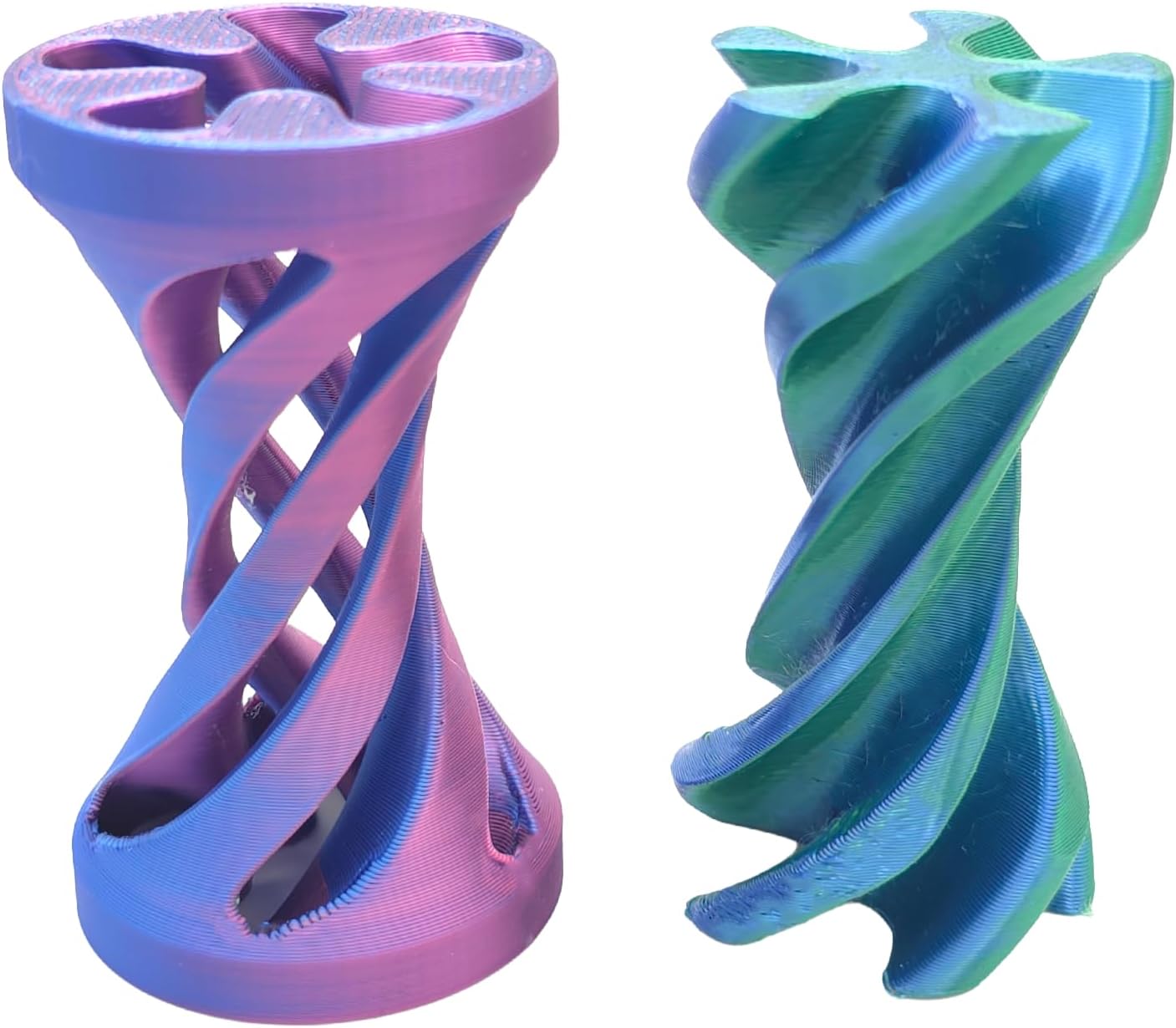 3-Piece Impossible Passthrough Fidget Toy Set – 3D Printed Spiral & Hexagonal Vortex Sculpture – Mesmerizing Kinetic Desk Toy for Stress Relief & Focus – Unique Silk Dual-Color Gift for Adults