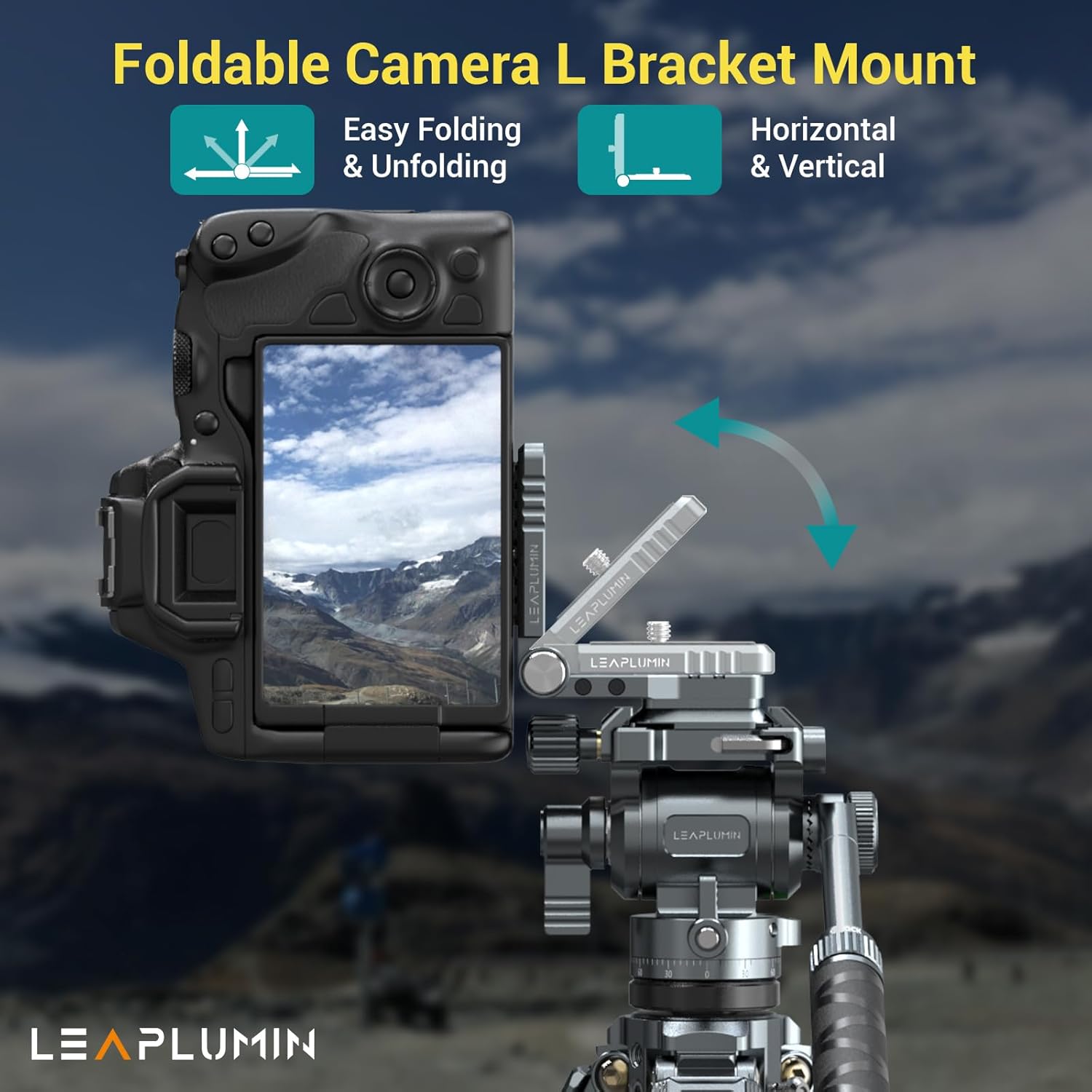 Foldable DSLR Camera L Bracket,Lightweight Camera L Bracket Vertical Horizontal Switching Tripod Quick Release Plate Compatible with Canon Nikon Sony DJI Osmo Ronin Zhiyun Stabilizer Tripod - Image 2