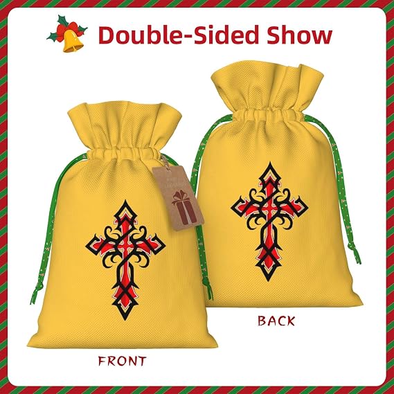 AMZJHGWEU Knights Templar Christmas Gift Bags, Santa Wrapping Bags, With Drawstring And Tags Reusable, Xmas Presents Bag, Holiday Party Favors, Birthday & Christmas Gift