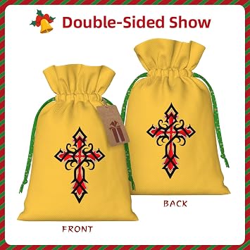 AMZJHGWEU Knights Templar Christmas Gift Bags, Santa Wrapping Bags, With Drawstring And Tags Reusable, Xmas Presents Bag, Holiday Party Favors, Birthday & Christmas Gift