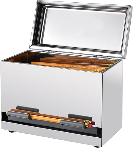 2Fold Dispensador de lápices de acero inoxidable de suministro para almacenamiento y dispensación de lápices a granel etiquetas de marcador