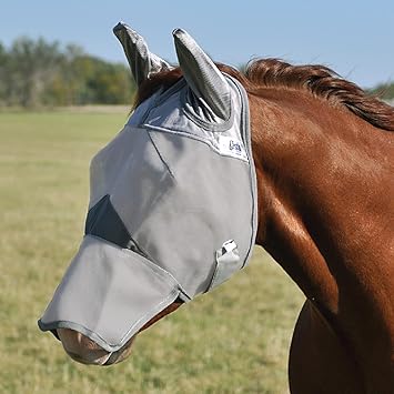 Cashel Crusader Fly Mask, Long Nose with Ears Grey, Horse