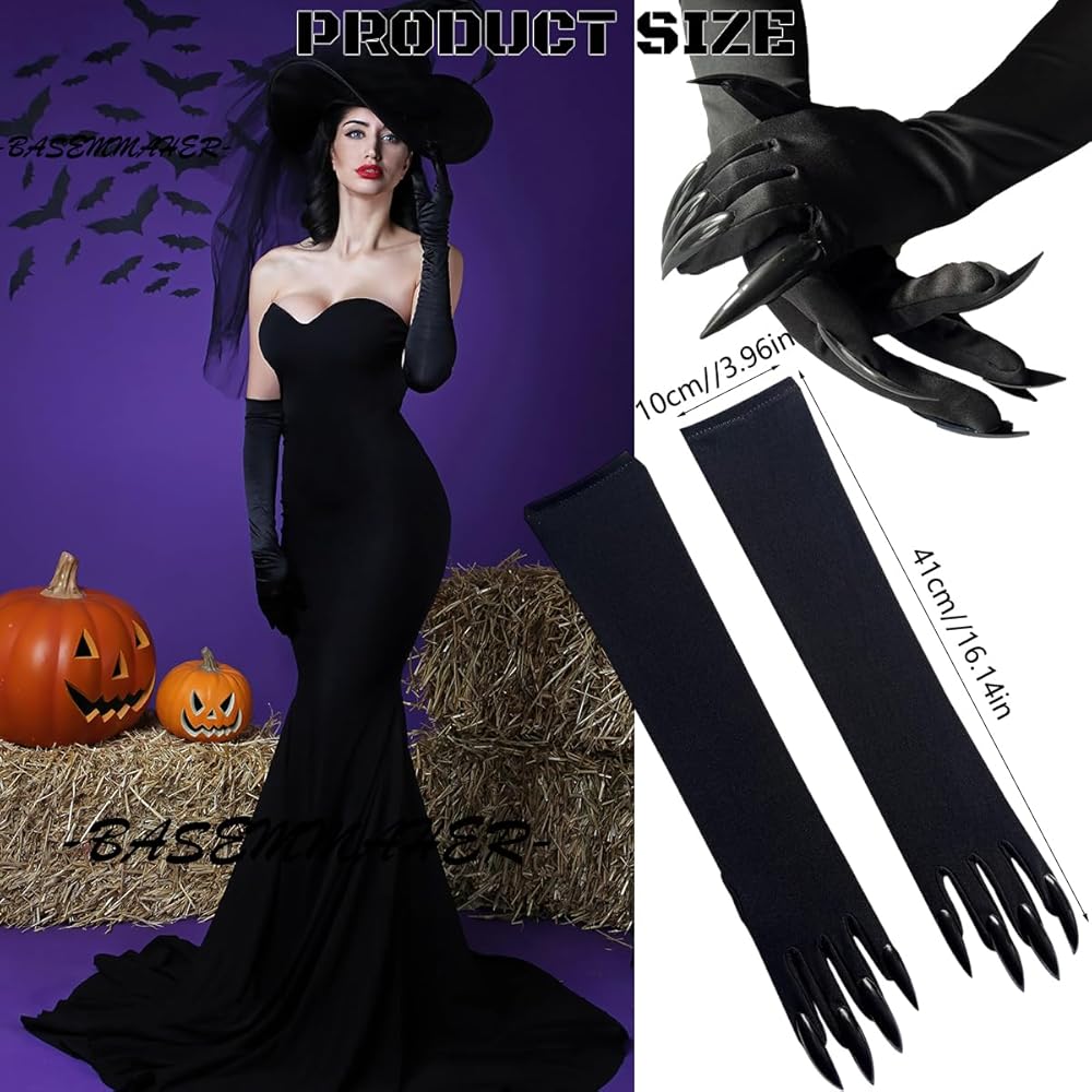 knee length dresses for ladies Black Wet Look Long Gloves, Faux Patent Leather Dress Gloves Accessory main image 0