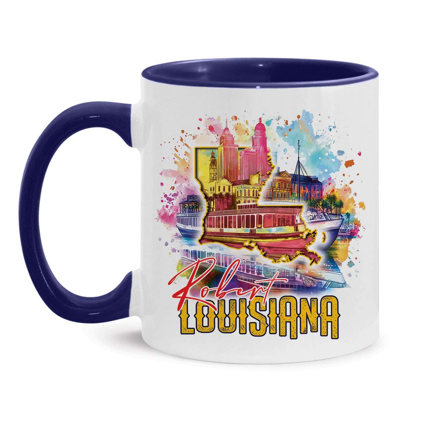 Personalized Name Louisiana Mug 11oz 15oz, Novelty US State Design Cup, Custom Louisiana State Ceramic Mug, Customized Souvenir Accent Cup, Unique