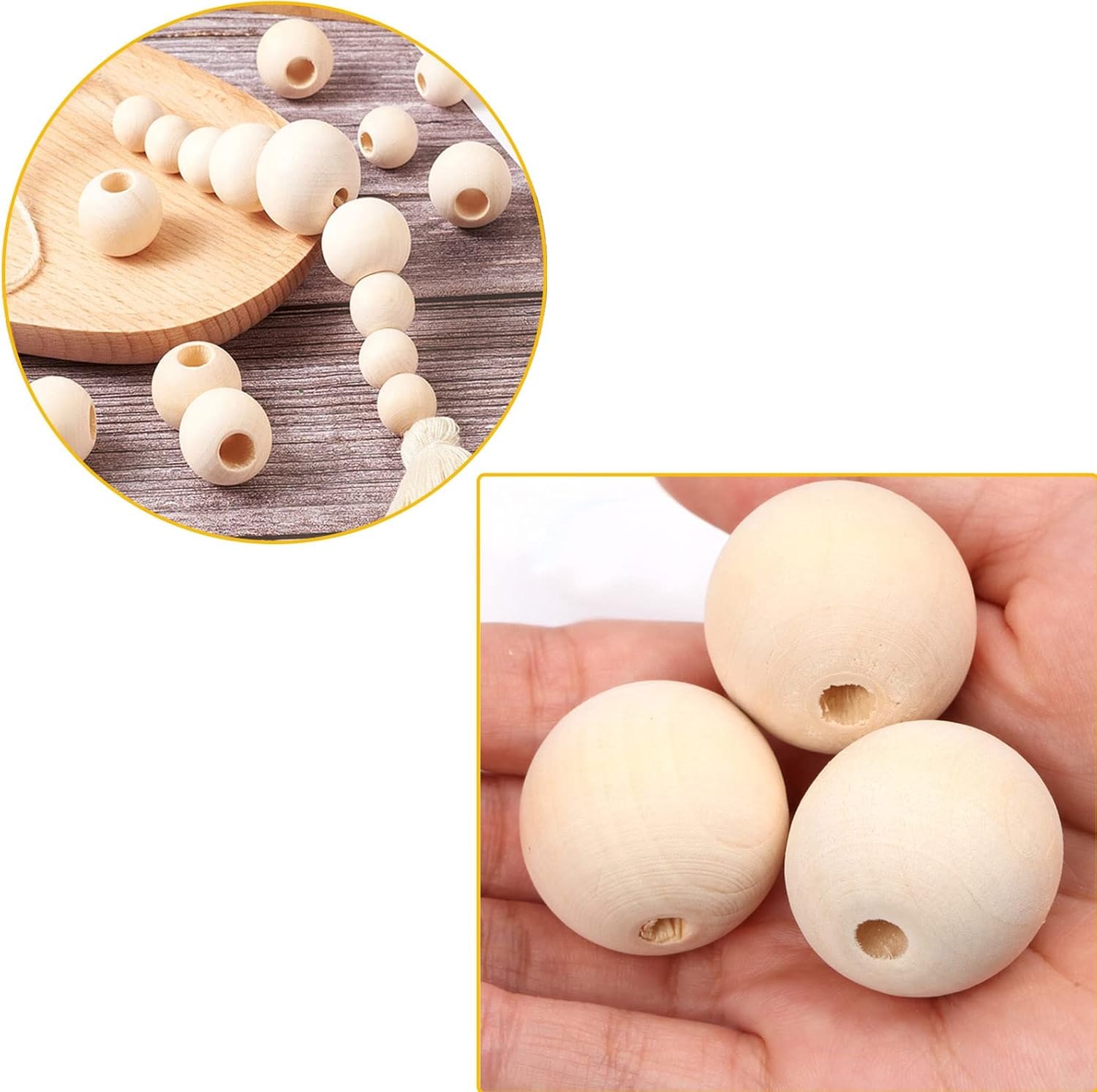 100Pcs 1 Inch Unfinished Wood Beads Round Wooden Spacer Beads Natural Wood Loose Beads - Image 3