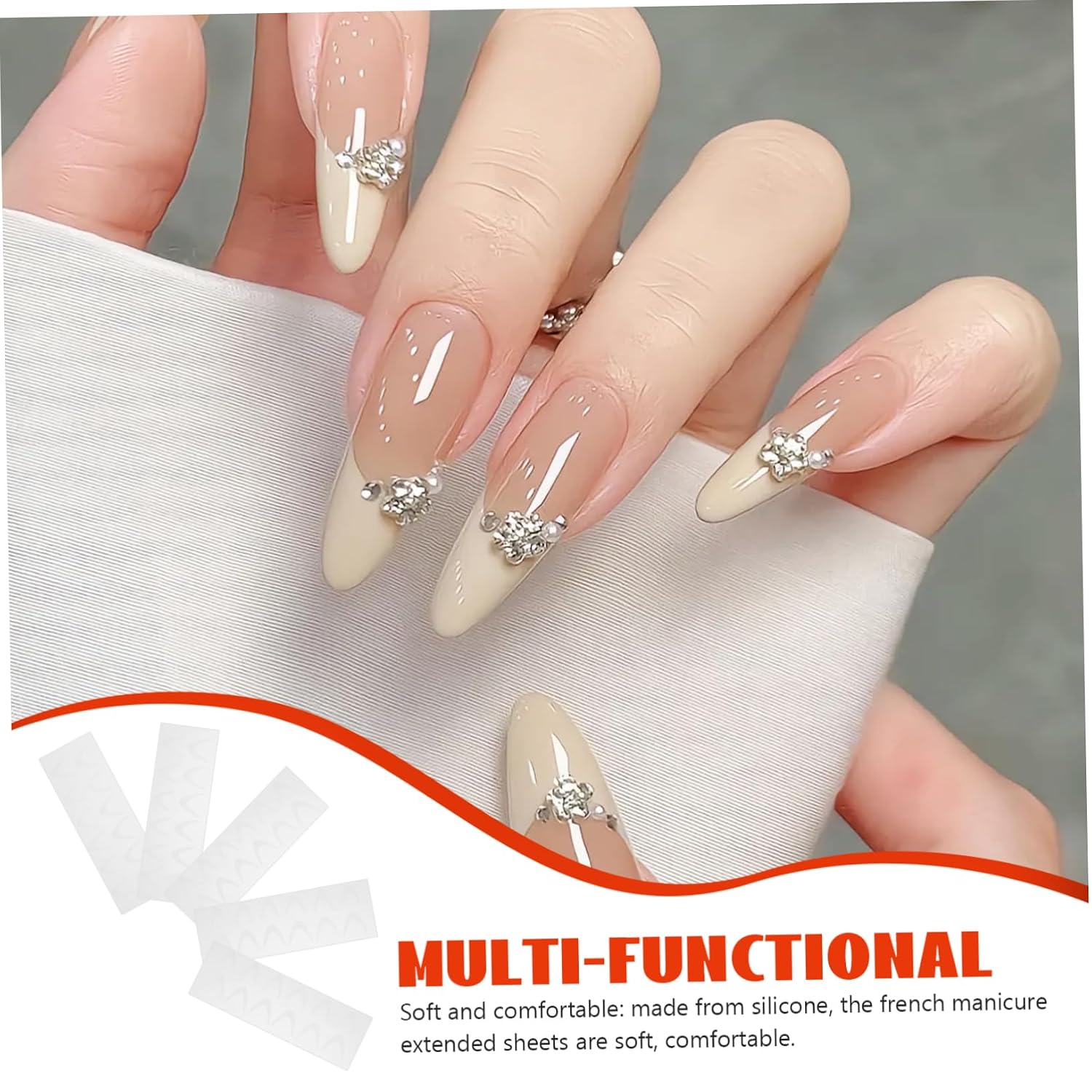 10sheets French Traceless Film Silicone Nail French Films Manicure Extended No Sanding Required Fine Fit Soft Silicone Material Easy Application