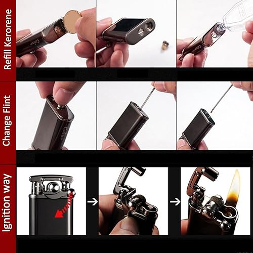 Miniatura 5 de Encendedor de aceite, encendedor de brazo oscilante de llama suave, encendedor de queroseno de madera premium para hombres, #1