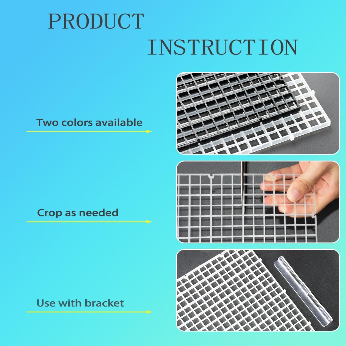 4 PCS Aquarium Lid Hood Fish Tank Top Cover Plastic Grid Panel Egg Crate Grate Bottom Isolation Filter Tray Separation Hoods with Acrylic Clear Clips Holder Transparent