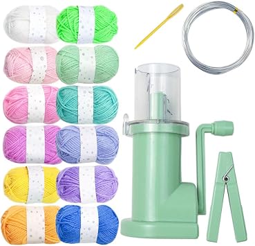 DYNWAVE Hand Knitting Machine Household Weaver Multicolor Yarn Knitting Tool Needle Thread Tools Set for DIY Crafts Sewing Crocheting, 12 Colors Yarn Set